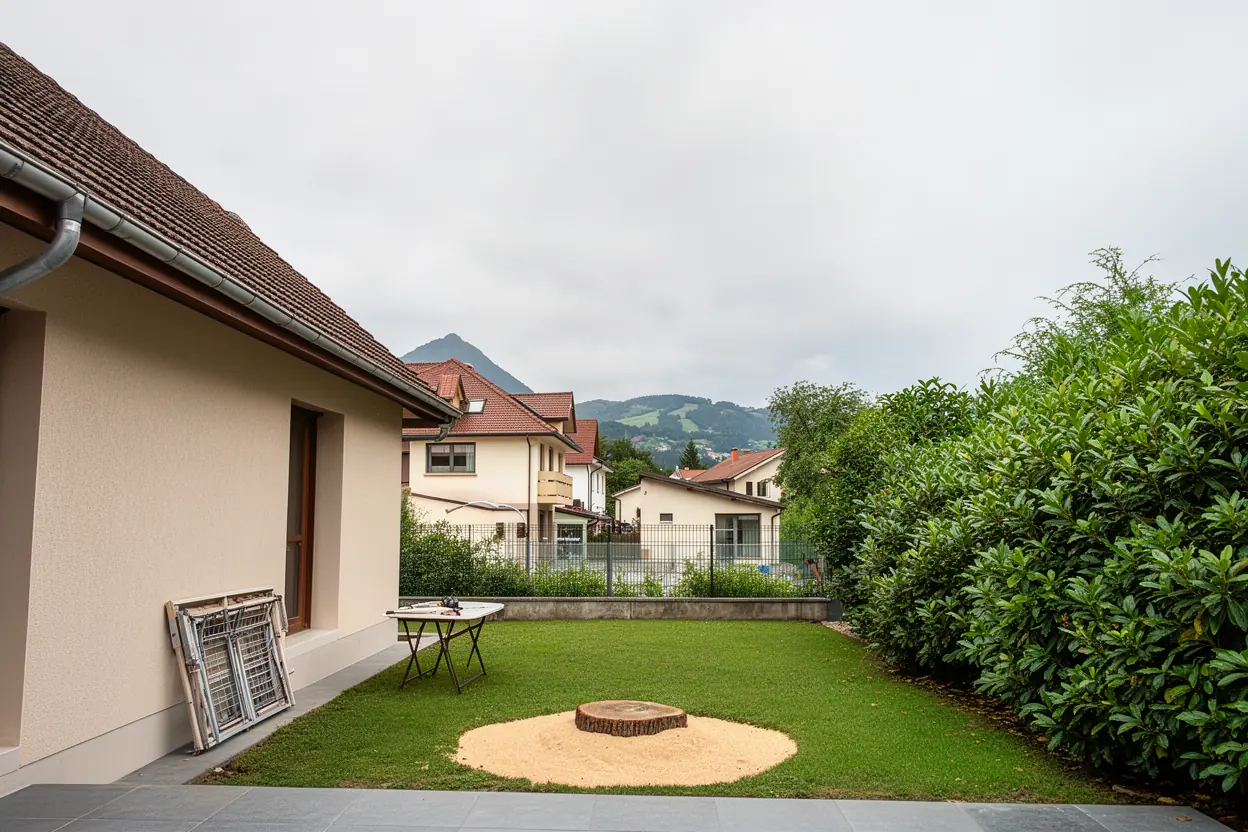 Jardin annécien dégagé après abattage du conifère