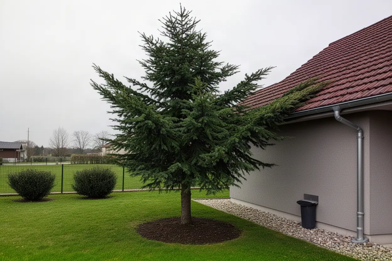 Cèdre touchant une toiture à Epagny Metz-Tessy