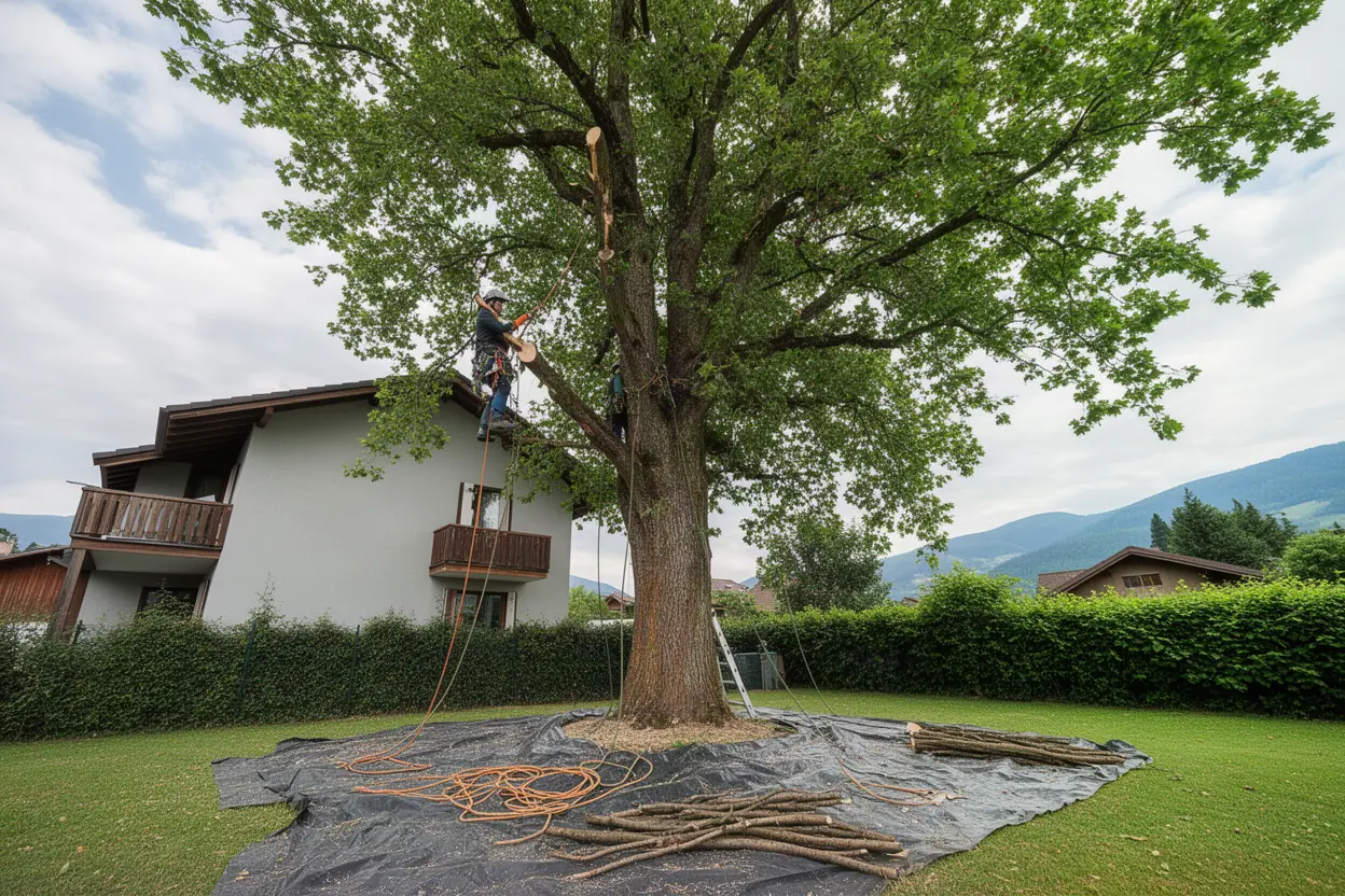 Élagueur réalisant une taille douce sur un arbre à Annecy